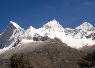 Huandoy mountains in the Cordillera Blanca Peru