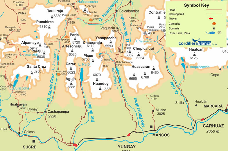 Santa Cruz trek map