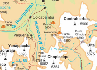 alpamayo trek map cordillera blanca